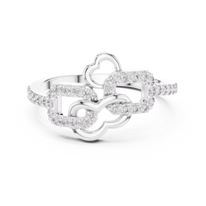 Luxury Heart Infinity Link Moissanite <b>Ring</b> in <b>925</b> Sterling <b>Silver</b> 14k Gold Plated | Romantic Women's Fashion Party <b>Ring</b> - Product Image 5