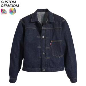Veste en jean unisexe personnalisée, style vintage, décontractée et habillée, respirante, délavage foncé, automne/hiver, 100% coton, support OEM/ODM, vente en gros - Product Image 3