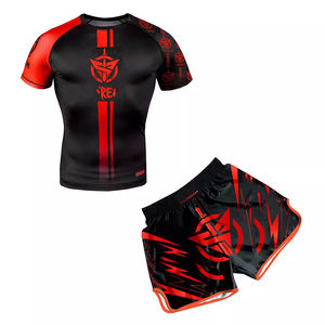 Conjunto de Rashguard y Pantalones Cortos de MMA Unisex Personalizados, de Secado Rápido, Elásticos, para Lucha, Muay Thai, BJJ, Ropa Deportiva de Entrenamiento - Product Image 1