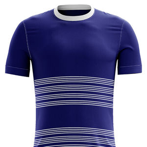 Sublimated Soccer Jersey Set Unisex Blue Striped Short Sleeve V-neck Moisture Wicking <b>Athletic</b> Fit 100% Polyester All Seasons - Product Image 6