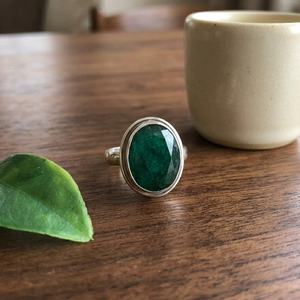 Green <b>Emerald</b> Gemstone <b>Ring</b> Pure 925 Sterling <b>Silver</b> Rose Gold & Yellow Gold Plated Oval Statement Handmade Statement Jewelry - Product Image 5