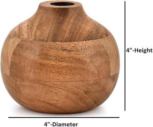 Modern Minimalist Round Wooden Handmade Eco-Friendly Tabletop Decorative Flower Vase for Home and Office Gift - Product Image 2