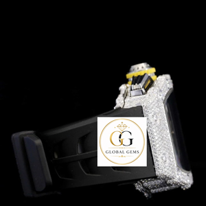 Indian Supplier Moissanite Diamond <b>Automatic</b> Watch Fully Studded Square for Men Available at Export Price - Product Image 3