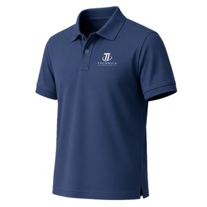 Men's Navy Blue Short Sleeve Polo Shirt with Embroidered Logo <b>Classic</b> Fit Collared Casual & Office Wear - Product Image 4