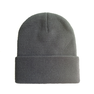 Bonnet tricoté chaud unisexe automne-hiver, bonnet à revers simple, logo personnalisé, couleur unie, bonnets tricotés 2026 - Product Image 4