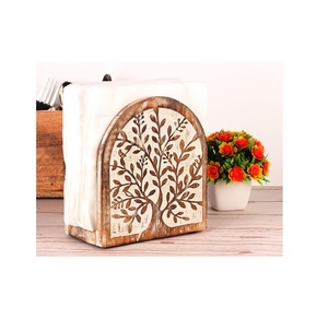 Layered wooden napkin holder unique structure dining accessory kitchen organizer tabletop decor practical stylish modern - Product Image 6