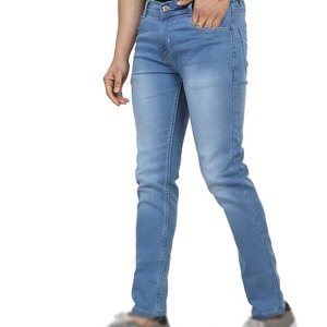 Men's Slim Fit Straight Leg Stonewashed Denim Jeans Mid Waist Casual Style Cotton Fabric Autumn Wear - Product Image 5