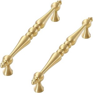 Solid Brass <b>Gold</b> Cabinet Pulls, Brushed Brass Modern Drawer Pulls for <b>Kitchen</b>, Bathroom, Wardrobe Brass <b>Handle</b> - Product Image 4