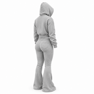 Factory Price Women Flare <b>Tracksuit</b> Trendy <b>Y2K</b> Cropped Zip Hoodie Flare Leg Pants Set Wholesale Fashion Womens Flare <b>Tracksuit</b> - Product Image 3