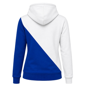 เสื้อฮู้ดซิปยาวสีขาวน้ำเงินกรมท่าแบบสั่งทำสำหรับผู้หญิง  ลายเส้นไขว้ 2 เส้น  แขนยาว  แบบมีฮู้ด  สไตล์ลำลองสำหรับชมรมกีฬา - Product Image 2