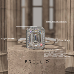 1.75CT Emerald Cut Diamond Halo Ring 14K Solid Gold Engagement Ring Hidden Halo <b>Bridal</b> Ring Custom Jewelry OEM ODM Supplier - Product Image 2