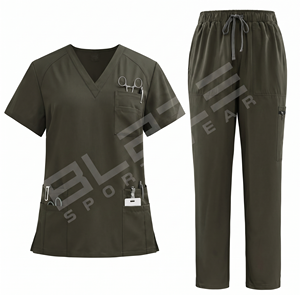 Uniforme Médico Personalizado OEM de Manga Corta para Hospital, Quirúrgico, Delgado, Elegante, Unisex, de Poliéster/Algodón - Product Image 1