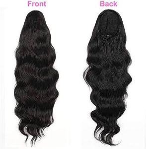 Extensiones de Cabello al por Mayor y Pelucas, Cola de Caballo Ondulada con Clip, Extensiones de Cabello de 22 Pulgadas (Negro y Marrón) - Product Image 2