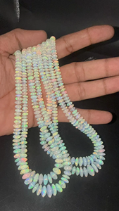 Perles lisses en opale de feu arc-en-ciel naturelle éthiopienne AAA, forme de soucoupe, 6-10 mm, pour la fabrication de bijoux - Product Image 3