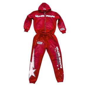 ชุดวอร์มผ้าฝ้าย100% สำหรับผู้ชายชุดวอร์ม2ชิ้นเสื้อฮู้ดแบบมีซิปพิมพ์ลายกราฟิกแนวสตรีทแวร์แบบกำหนดเอง - Product Image 1