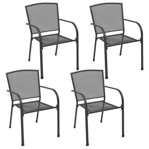 Ensemble de 4 chaises d'extérieur en acier anthracite, empilables, pour l'amusement en plein air - Product Image 1