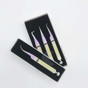 Outils professionnels pour cils de luxe, pinces à extensions de cils en argent ombré, logo personnalisé, acier inoxydable durable, revêtement en poudre - Product Image 3