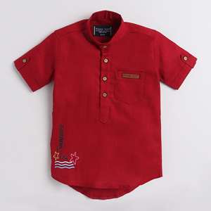 Polka Tots Media Manga Corta Kurta Summer Time Print-Rojo - Product Image 1