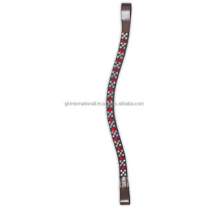 Chaîne personnalisée de petits cristaux Hotfix Fancy noir marron cuir véritable cheval front band for English Bridle tailles personnalisées - Product Image 5