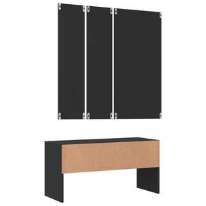 Set di ganci da parete e appendiabiti in legno ingegnerizzato nero eleganti mobili da corridoio - Product Image 6