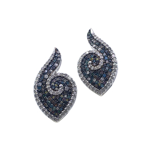 1.61 Cttw Round Cut White & Multi Color Natural Diamond Stud <b>Earrings</b> for Women in 925 Sterling Silver, Push <b>Back</b>, Prong Setting - Product Image 4