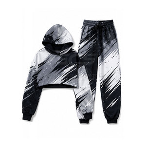 Conjunto de sudaderas cortas para mujer con tela suave y elástica, ajuste cómodo y estilo a juego para ropa informal diaria. - Product Image 6