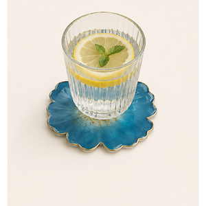 Wholesale Luxury Flower Shaped Epoxy Resin <b>Coaster</b> <b>Gold</b> Foil Accent Flower Custom Cup Mat for Wedding Decoration and Home - Product Image 5
