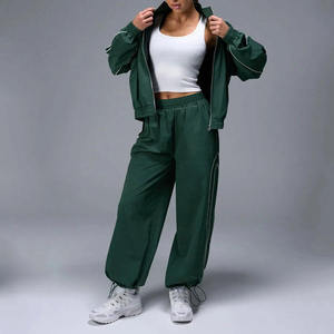 Pantalones Deportivos para Mujer, Color Verde Oscuro, Cintura Elástica, Corte Holgado, Largos, Transpirables, con Bolsillos Laterales, Estilo Casual - Product Image 3