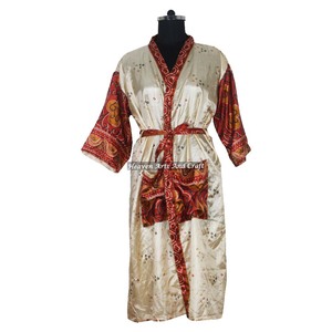 KL001 2026 Kimono Sari Vintage de Alta Calidad, Camisón Largo de Seda para Mujer con Diseño Bohemio para Otoño Invierno - Product Image 2
