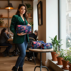 Ensemble de trousses de toilette en velours matelassé, sacs à maquillage pour cosmétiques, cadeau d'anniversaire ou de mariage, sacs à fermeture éclair - Product Image 2