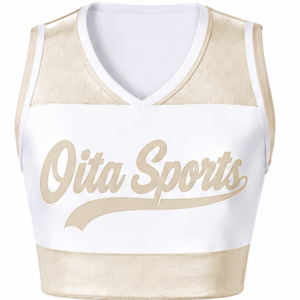 Maillot de cheerleading sans manches sublimé blanc et noir, tenue de sport athlétique pour l'entraînement, la performance et la compétition - Product Image 1