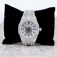 Splendide montre à quartz pour femme avec diamants, bracelet en acier inoxydable, élégante, analogique, fermoir déployant 20 mm