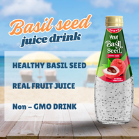 Basiliczaad Lychee Sap Drank Glazen Fles 290ml Brix 300 Gekoeld OEM ODM Private Label VINUT 18 Maanden Houdbaarheid