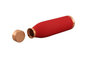 Bouteille d'eau classique en cuivre rouge écologique avec couvercles, gourde de voyage portable - Product Image 2