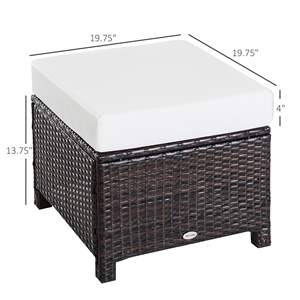 Poggiapiedi in vimini in resina color marrone scuro per esterni con struttura in acciaio con cuscino mobili da giardino per cortili eleganti - Product Image 3