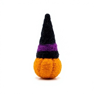 Handmade Eco-Friendly Felt Wool Halloween Pumpkin <b>Witch</b> Ornament Small Tabletop <b>Decoration</b> Traditional Style Wall Hanging Craft - Product Image 5