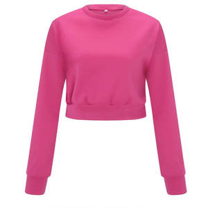 Haut court à capuche pour femme, style streetwear, automne, décontracté, couleur unie, manches longues, avec badge, couleurs personnalisables, vêtements de sport - Product Image 5