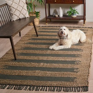 Rectangle Jute Door Mat Solid <b>Yellow</b> Color Non-Slip Outdoor Flat Weave Plain Pattern Medium Thickness - Product Image 2