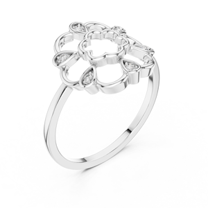 10K Moissanite and <b>CZ</b> <b>Ring</b> in Silver for Daily Wear - Product Image 4