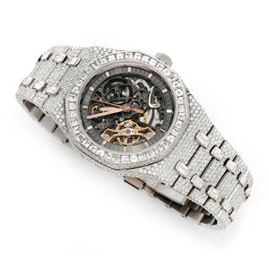 Montre personnalisée en moissanite sertie de diamants VVS, modèle hip-hop de créateur, pour homme, en acier inoxydable, quartz, bracelet de 20 mm, verre traité - Product Image 3