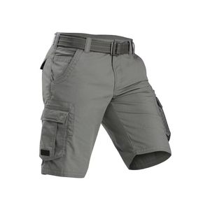 Shorts cargo gris pour homme, taille mi-haute, style Bermuda, plusieurs poches, séchage rapide, vêtements décontractés, coton polaire, haute qualité, cordon de serrage - Product Image 5