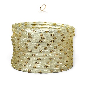 Ensemble de bracelets en verre cristal zircon blanc indien tendance et viral, style goutte de pluie du Cachemire, bijoux de mode pour femmes, mariages et mariées - Product Image 2