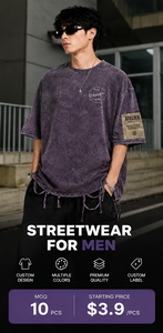 T-shirt surdimensionné personnalisé délavé à l'acide, style vintage usé, streetwear, vente en gros fabricant - Product Image 3