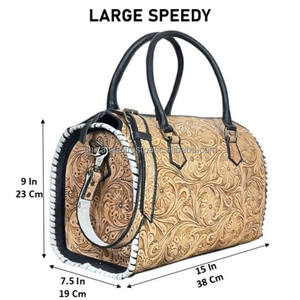 Nouvel Arrivage de Luxe : Sac à Main Western en Cuir Véritable Façonné à la Main, Grand Sac Bandoulière Designer pour Femme, Sac de Voyage Type Duffel - Product Image 2