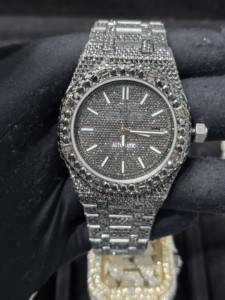 Montre mécanique automatique de luxe VVS Moissanite Diamond Hip Hop Iced Out avec cadran à aiguilles en acier inoxydable et verre saphir - Product Image 5