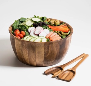 Eco Friendly Wooden Salad <b>Bowl</b> Handmade <b>Large</b> Serving <b>Bowl</b> for Dining and Buffet Use At Best Price - Product Image 2