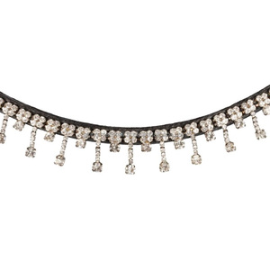Design innovant, confortable, cristaux clairs, chaîne diamante en verre, bande de front de cheval en cuir anglais noir décoratif en épi complet - Product Image 6