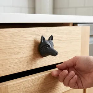 Wolf Head Cast Iron Sand Casted Drawer Handle Farmhouse Style Round Kitchen Cabinet <b>Knob</b> Antirust Eco-Friendly Durable Design - Product Image 4