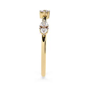 แหวนเพชรทรงกลมแบบฝังหนามเตย ทองคำแท้ 14k สำหรับผู้หญิง ดีไซน์คลาสสิก เรียบง่าย สามารถสวมซ้อนกันได้ เหมาะสำหรับเป็นของขวัญ วันครบรอบแต่งงาน - Product Image 4