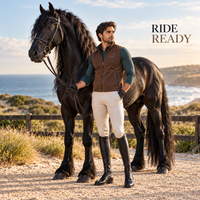 Bottes d'équitation hautes à lacets en cuir véritable à talon bas |   Chaussures d'équitation noires à bout arrondi pour l'entraînement en écurie